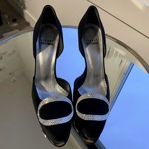 Stuart Weitzman black rhinestone heels